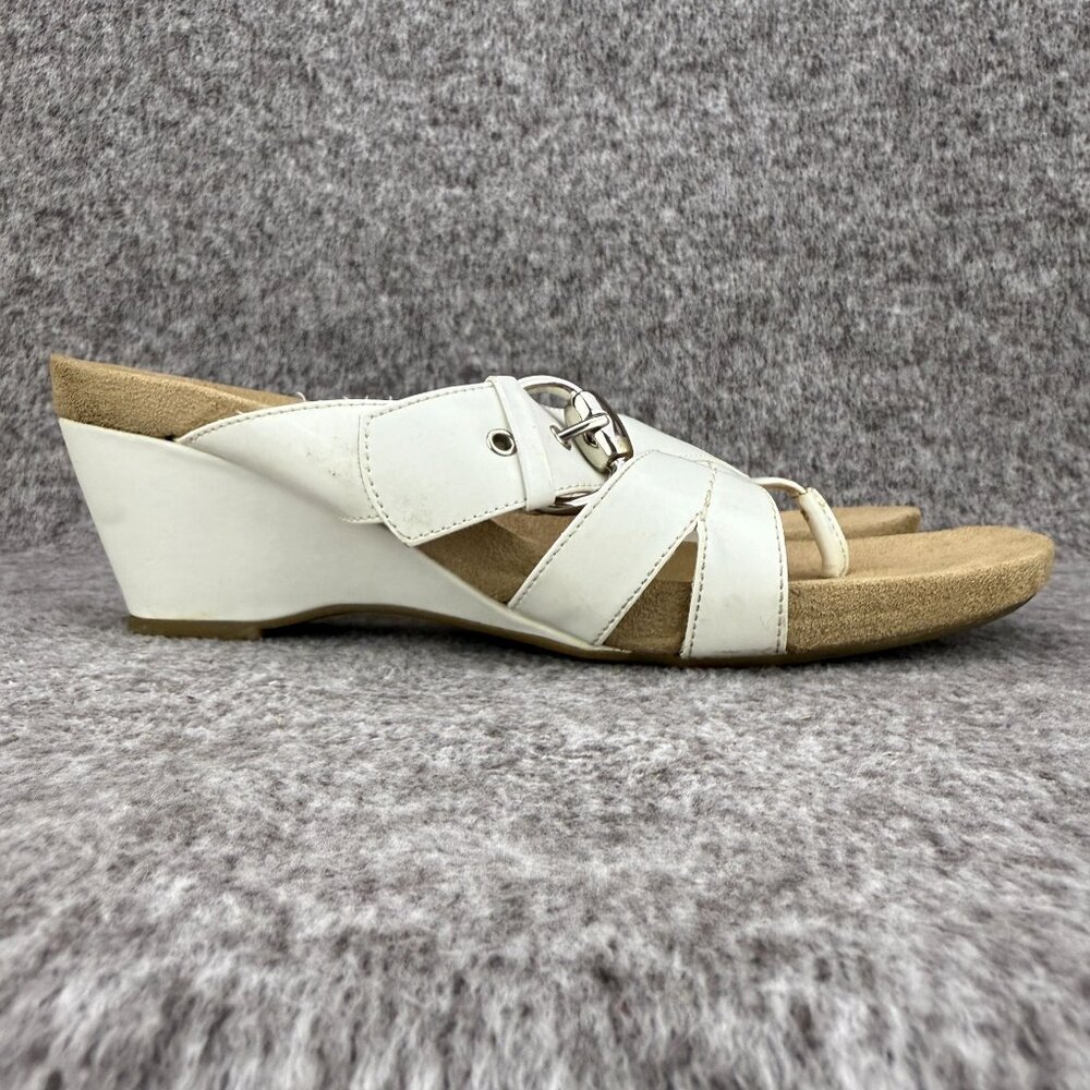 ✅ Womens 9 Mossimo Paige Sandals White Strappy Thong Wedge Comfort Slides